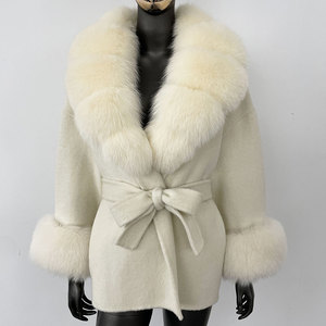 <span class=keywords><strong>Manteau</strong></span> en laine double face et poil de chameau pour <span class=keywords><strong>femme</strong></span>, col en fourrure de renard, coupe ample <span class=keywords><strong>mi</strong></span>-longue, collection Automne-Hiver 2025, haute qualité, vente en gros OEM, directement de l'usine. - Product Image 4