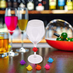 OKSILICONE riutilizzabile 12 pezzi Silicone Design pesce vetro vino bottiglia di birra Charm Marker tazza di silice vetro vino striscia di vetro Tag <span class=keywords><strong>Bar</strong></span> - Product Image 1