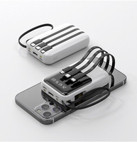 Batterie externe 10000 mAh avec câbles intégrés, charge rapide, chargeur portable léger, batterie de grande capacité pour téléphone et tablette