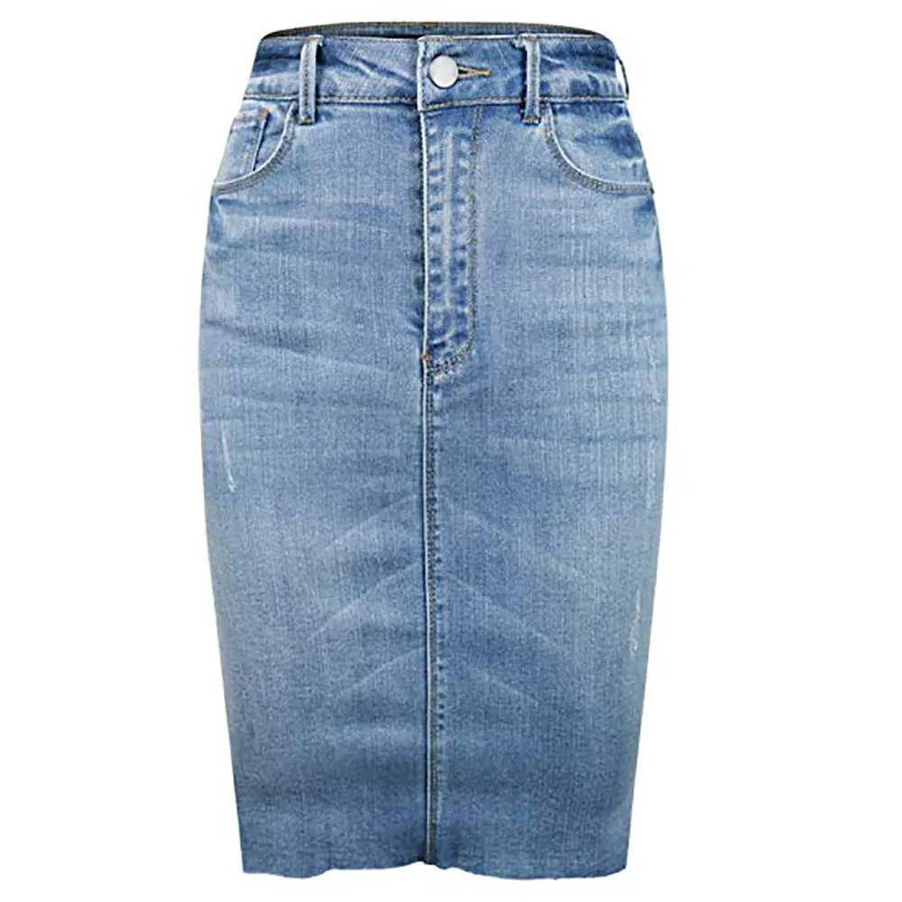 Fadshion Groothandel Dames Denim Jeans Rok Lange Vrouwen Rok En Top Set/Womens Lange Rok Set