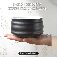 Bol à matcha portable de style américain, 500 ml, durable, de qualité alimentaire, accessoires pour service à thé en céramique, bol spécial pour salade