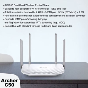 <span class=keywords><strong>Tp</strong></span> <span class=keywords><strong>Link</strong></span> Boogschutter C50 Ac1200 Dual-Band 2.4G & 5Ghz Ethernet Draadloze <span class=keywords><strong>Router</strong></span> Met Firewall Voor Thuisgebruik Engels Versie - Product Image 6
