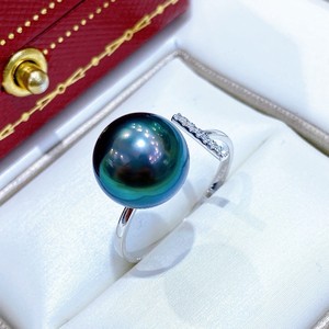 Wenchi – bague en argent Sterling 925, perle noire naturelle verte paon, 10-11mm, sans défaut, modèle classique polyvalent 24638 - Product Image 4