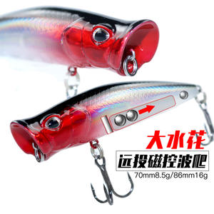 Leurre flottant de surface AOCLU Popper 70mm/8.5g & 86mm/16g 1PC Fil traversant Saumon Bar de mer Pêche en bateau en rivière Appât facile à lancer - Product Image 4