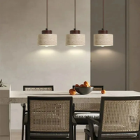 Lampe suspendue cylindrique en pierre naturelle, kit d'éclairage en bois de noyer, lampe suspendue rétro, éclairage suspendu nordique pour îlot de cuisine