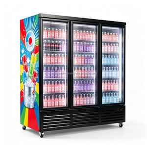 Retail 3 Glass Door Refrigerated Display Case, Bottom Mount Unit Commercial Drink <b>Cooler</b> Cabinet - Product Image 1