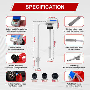 自動燃料移送ポンプ自動停止センサー付きオイルステーション用バッテリー駆動プラスチックポンプ2.4ガロン/分流量 - Product Image 6