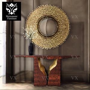 Table <span class=keywords><strong>console</strong></span> moderne de style italien de luxe finition miroir fournie <span class=keywords><strong>en</strong></span> usine <span class=keywords><strong>en</strong></span> métal or <span class=keywords><strong>blanc</strong></span> pour Villa salon hall d'entrée - Product Image 4