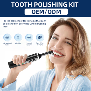 Newest Portable Teeth Grinder with 5 Brush Heads LED for Home Use Yellow Multi-purpose Teeth Whitening Kit for Plaque Cleaning - Product Image 5