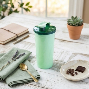 Shatterproof <b>Reusable</b> PP Plastic <b>Cup</b> with Lid Portable Slim Water Bottle Colorful Outdoor Travel Shaker Mug - Product Image 1