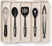 Organisateur en bambou blanc pour tiroir, organisateur extensible d'ustensiles de cuisine pour tiroirs de cuisine