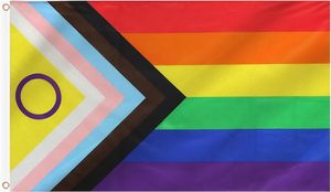 Drapeau Syloid New Intersex Progress Pride LGBTQ 3x5 en polyester durable, à suspendre en extérieur, couleurs vives, bisexuel, lesbienne, transgenre - Product Image 2