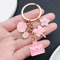 Porte-clés en métal personnalisé, motif rose rose mignonne, porte-pièces, pour couples, en alliage de zinc émaillé, accessoire de mode