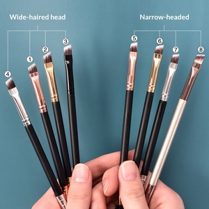 Pinceles de cejas de doble punta con mango plano y cuadrado, pincel de maquillaje de cejas en ángulo delgado negro y cepillo de cejas con logotipo personalizado - Product Image 2