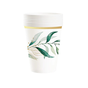 DAMAI - Juego de Vajilla Desechable de Papel con Estampado de Hojas Verdes, Platos y Vasos para Fiestas de Té - Product Image 6