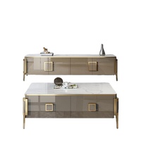 Service de conception personnalisée gratuit, meuble TV de luxe, ensemble de table basse carrée mobile avec rangement pour salon, vente en gros sur mesure