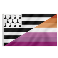Drapeau Arc-en-Ciel LGBT de la Fierté Bretagne pour le Carnaval 3x5ft en Polyester Numérique Durable à Usage Automobile
