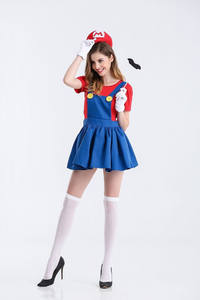 Disfraz de súper fontanero de Halloween para mujer, Cosplay para fiesta de Carnaval de Purim, vestido de fantasía con personaje de carreras de lujo - Product Image 5