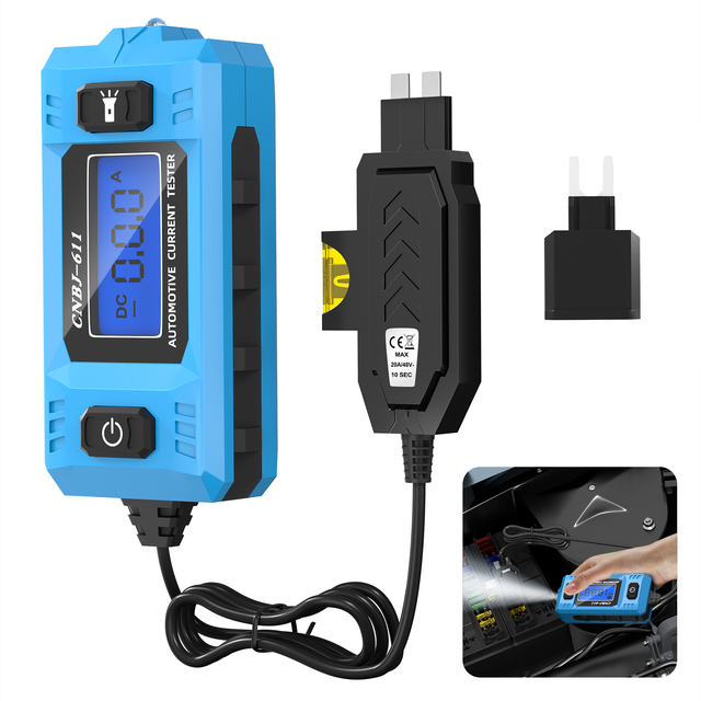 Car Fuse Circuit Tester with Digital LCD Screen and LED Light, Automotive Fuse Amp Tester Tool 6-32V
