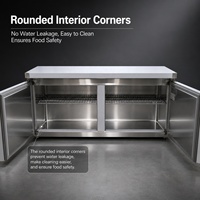 Kulkas Komersial Satu Pintu Stainless Steel dengan Meja Kerja di Bawah, Pendingin Kipas untuk Restoran, Bar, Toko