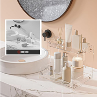 Morich Porte-papier toilette autoportant en plastique transparent résistant à l'eau avec étagère de rangement pour téléphone, sans outil