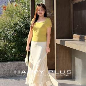 Runqi เสื้อยืดถักแขนสั้นสำหรับผู้หญิง, เสื้อถักคอสี่เหลี่ยมไซส์ใหญ่ N9518ใส่ได้ทุกวัน - Product Image 2