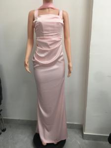 <span class=keywords><strong>Vestido</strong></span> Largo Formal de Satén con Cuello Halter para Mujer - <span class=keywords><strong>Vestido</strong></span> Maxi con Cintura Ajustable y Lazo, con un Pañuelo, Moda Sehe - Product Image 6