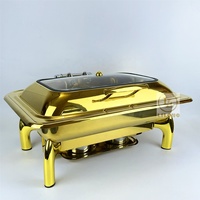 Luxus Edelstahl Buffet Food Warmer Chafing Dish mit Glasfenster für Home Restaurant Hotel Buffet Party