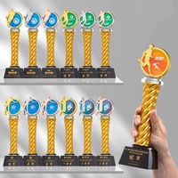 Trofeos de Cristal Metálicos Personalizados al por Mayor, Serie Deportiva, Trofeo de Cristal Impreso con UV, Diseños Personalizados