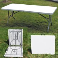 Table Rectangulaire Pliante en Plastique Blanc Portable HDPE 6 Pieds, Commerciale, pour Fêtes en Plein Air, Camping, Événements, Location, Traiteur
