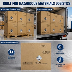 Carton d'emballage pour marchandises dangereuses en fibre de bois 4G extra-résistant à 5 couches, pour le transport aérien de batteries au lithium, boîte <span class=keywords><strong>UN</strong></span> - Product Image 4
