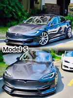 2013-2020 pour Tesla Model S Kit de carrosserie en Fiber de carbone de style PD amélioré jupes latérales de pare-chocs avant capot de becquet de pare-chocs arrière