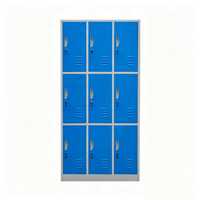 Casier de vestiaire de gym à 9 portes en acier, armoire de rangement métallique pour vêtements