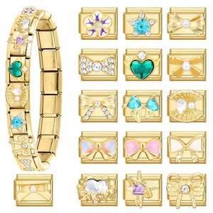 Módulo de Dijes Dorados Elegantes y Creativos para DIY, Brazalete de Acero Inoxidable Galvanizado Estilo Europeo, Personalizable y Dulce - Product Image 2