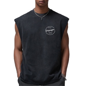 Camiseta sin Mangas de Algodón 100% de <span class=keywords><strong>Alta</strong></span> Calidad para Hombre, Estilo Vintage Lavado, Diseño Deportivo Tejido, Talla Grande, Venta al Por Mayor - Product Image 1