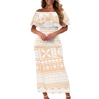 Robes de demoiselles d'honneur à épaules dénudées de style tribal polynésien, ensemble deux pièces personnalisé hawaïen, vêtements pour femmes, robe vintage à manches à volants