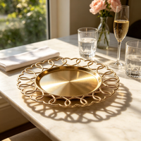 Assiettes de présentation en plastique Woju, électroplaquées rouges, pour dîner d'anniversaire, fête de la Saint-Valentin et décoration de table romantique