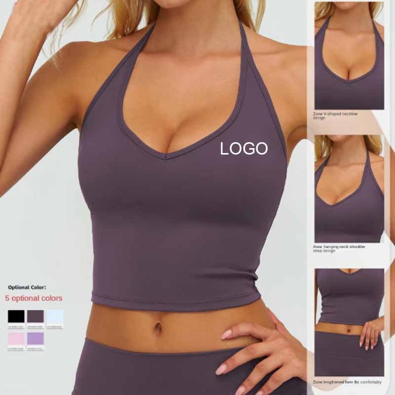 Wholesale Breathable for Yoga Vest V-Neck Tank Top for Women Regular Fit Outdoor Running Sports Underwear Front Logo
