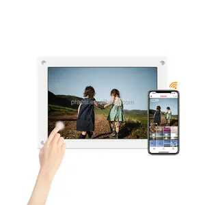 Cadre photo numérique en acrylique Cadre photo numérique 10 pouces Cadre transparent Partager des photos et des vidéos via l'application Frameo Rotation automatique