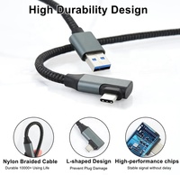 Cable de enlace de auriculares VR 2 en 1 súper largo de 5M personalizado de fábrica USB 3,2 tipo C alta velocidad 5Gbps transferencia de datos Nylon para juegos VR