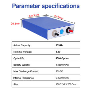 Célula LiFePO4 <span class=keywords><strong>3</strong></span>.2V 105Ah Grau A Recarregável Prismática LFP para Armazenamento de Energia Solar, Pacote de Baterias 12V 24V 48V, EV, Carrinho de Golfe, UPS - Product Image 3
