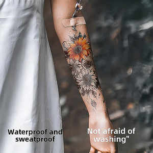 Venta al por mayor transfronteriza impermeable a prueba de sudor Unisex tatuajes temporales pequeño brazo completo colorido flor <span class=keywords><strong>calavera</strong></span> diseños fiesta caliente - Product Image 4