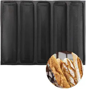 2023 Hot selling Kitchen Bakeware Silicone Baguette Molds with 5 Loaves Perforated Baking Forms