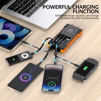 Banco de energía solar Banco de energía USB dual 10000mAh Cargador de batería a prueba de agua Banco de energía portátil Panel solar con luz LED