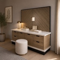 Ensemble de chambre à coucher d'hôtel moderne Wyndham Mobilier d'hôtel Console en bois MDF Tête de lit Chambre d'hôtel Meuble TV