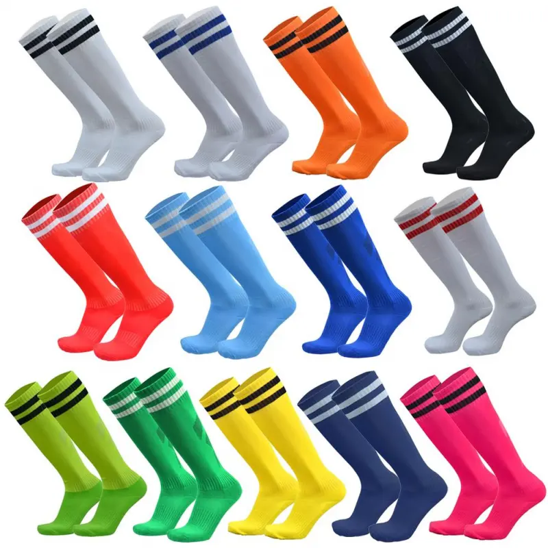 Benutzer definierte Großhandel Long Tube Grip Fußball Socken Student Striped Sports Football Socken für erwachsene Kinder