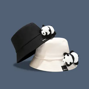 Venta al por mayor caliente sombrero de poliéster al aire libre anti UV Camping encantador Panda sombreros de cubo