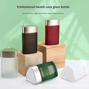 Botella de Vidrio Esmerilado de <span class=keywords><strong>60</strong></span>/100 <span class=keywords><strong>ml</strong></span> para Productos de Cuidado de la Salud, Cápsulas, Medicamentos en Polvo, Tabletas, Dulces, Dispensador de Alimentos, Color Redondo - Product Image 3