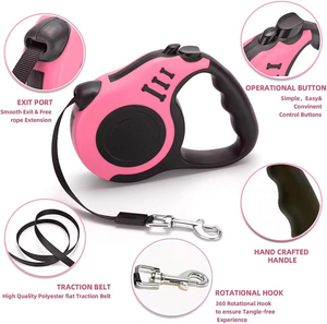 Correa retráctil automática de nailon personalizada para <span class=keywords><strong>perros</strong></span>, cuencos plegables y bolsa para caca, para <span class=keywords><strong>perros</strong></span> pequeños, medianos y grandes, para caminar y correr - Product Image 2