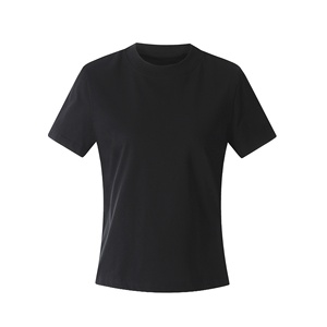 11KN da donna in puro cotone Basic Slim Fit Casual Cool antibatterico a maniche corte t-shirt a spalla destra tinta unita di fascia alta in bianco - Product Image 6